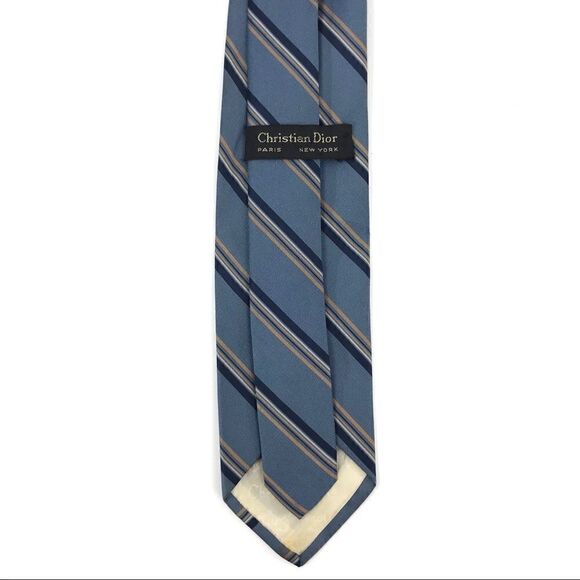 Christian Dior Light Blue Striped Necktie - Picture 5 of 5